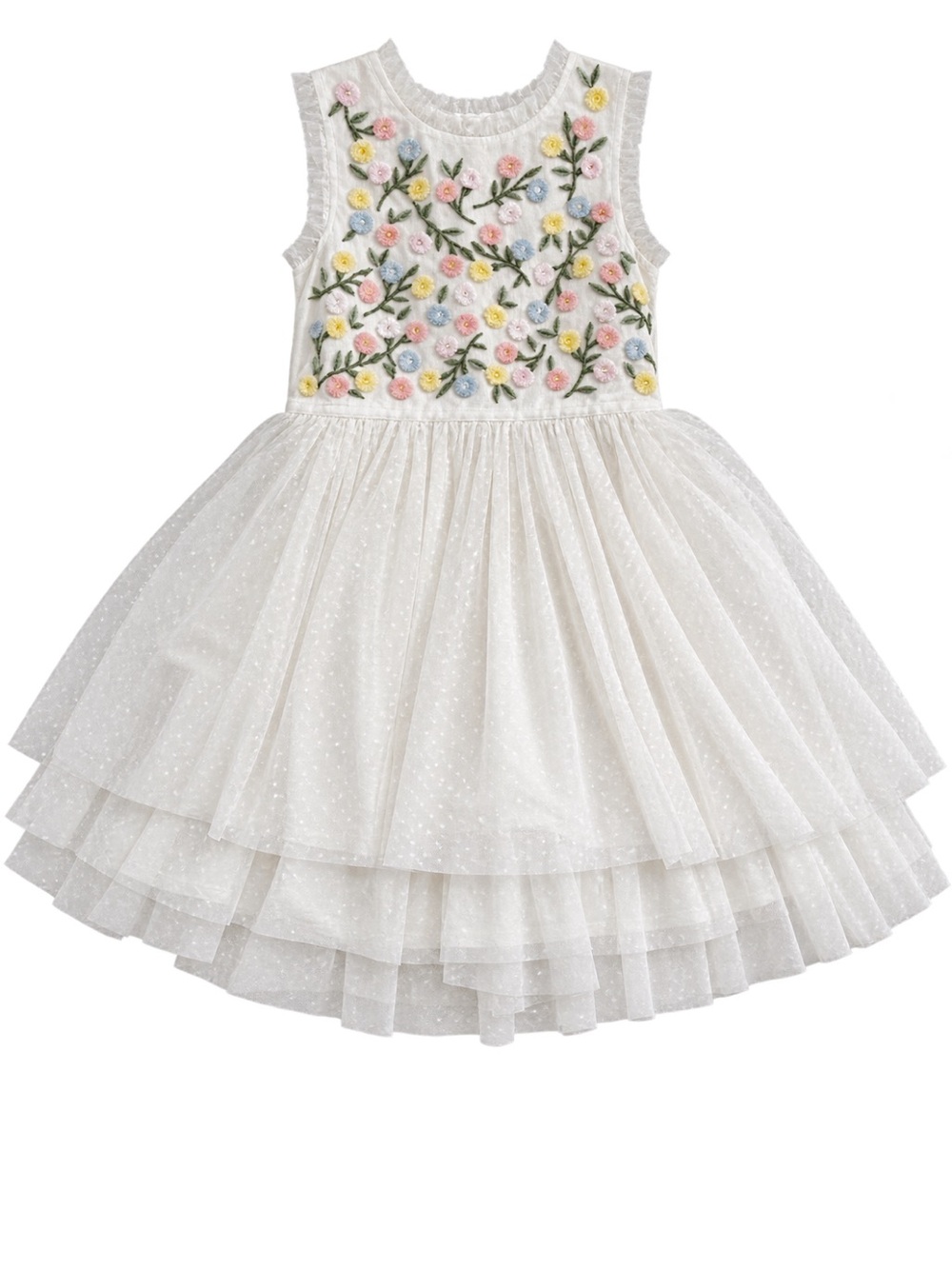 Mini Boden Embroidered Swiss Dot Tulle Dress Special Occassion 🌼